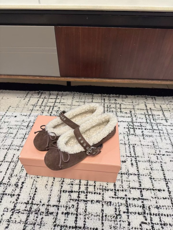 Miu Miu Suede and shearling ballerinas