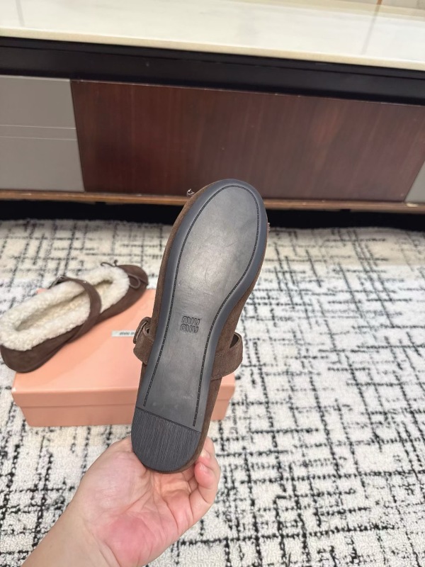 Miu Miu Suede and shearling ballerinas