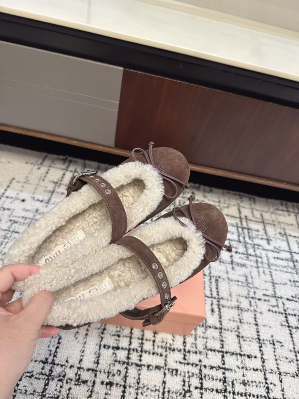 Miu Miu Suede and shearling ballerinas