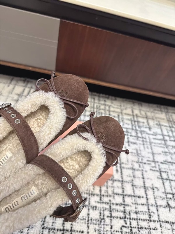 Miu Miu Suede and shearling ballerinas