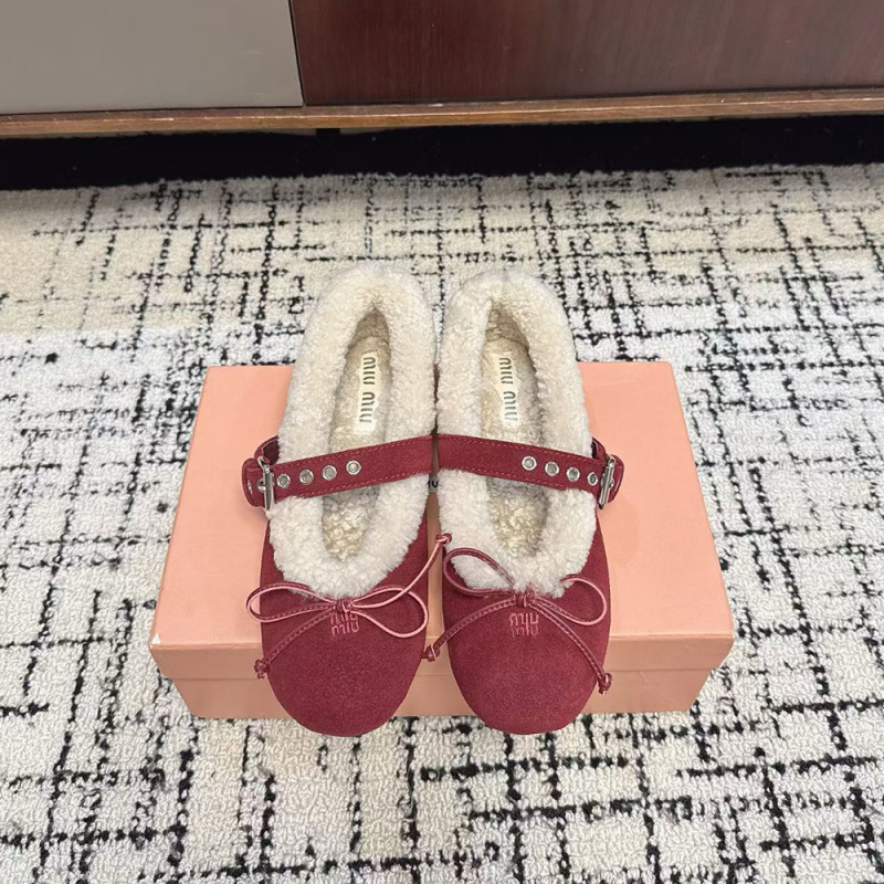Miu Miu Suede and shearling ballerinas