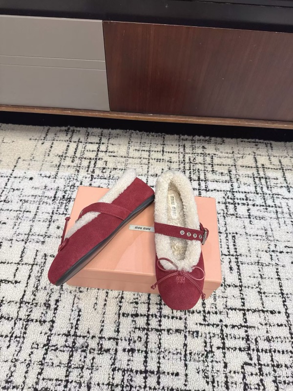 Miu Miu Suede and shearling ballerinas