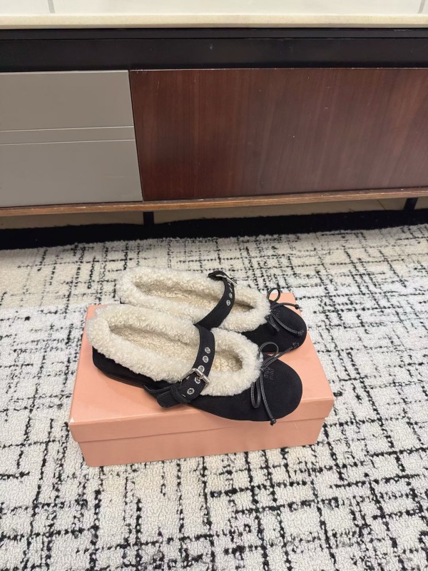 Miu Miu Suede and shearling ballerinas