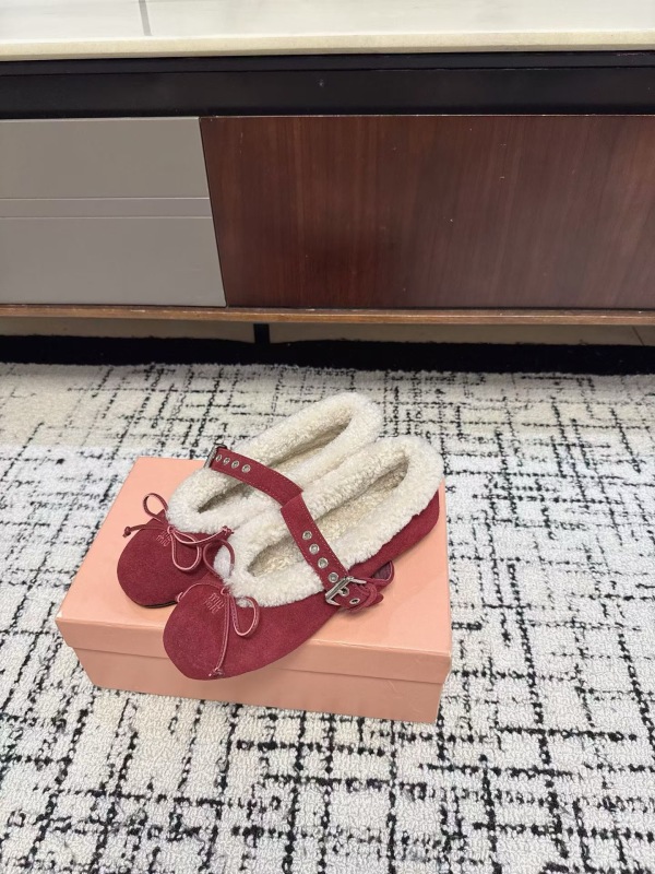 Miu Miu Suede and shearling ballerinas
