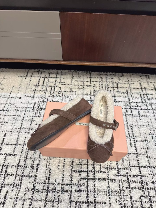 Miu Miu Suede and shearling ballerinas