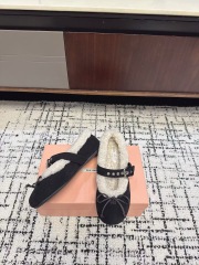Miu Miu Suede and shearling ballerinas