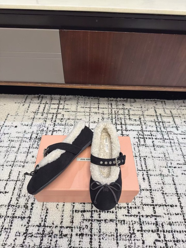 Miu Miu Suede and shearling ballerinas