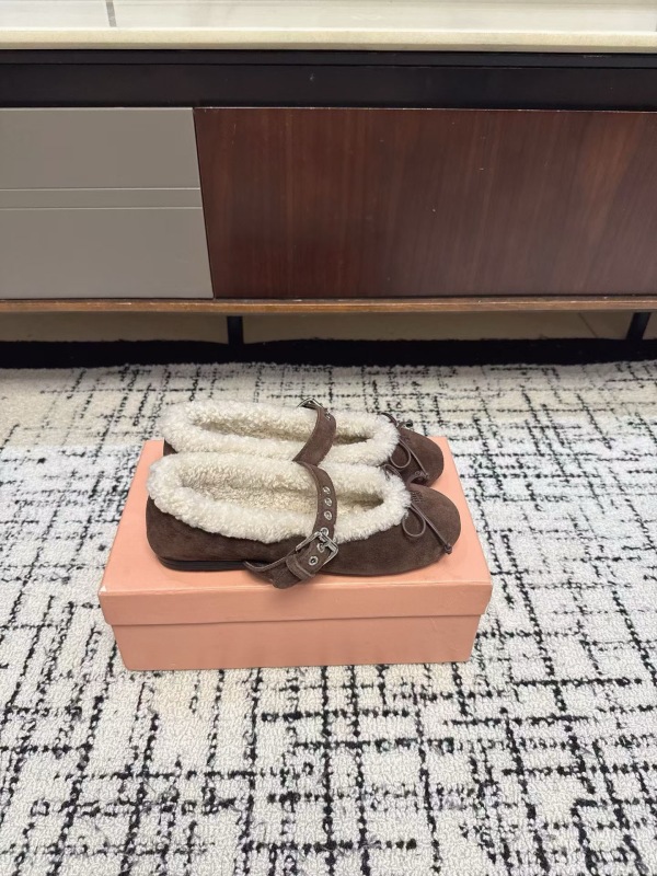 Miu Miu Suede and shearling ballerinas