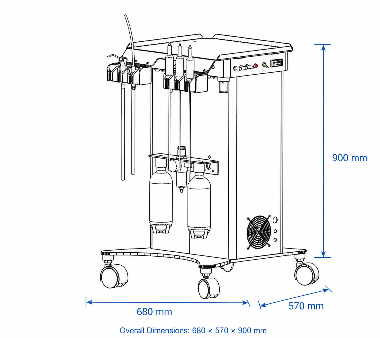 AWT-V2 Series veterinary dental treatment table dimensions and specifications