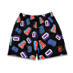 Short de basket-ball tendance en maille avec broderie de lettres par sublimation
