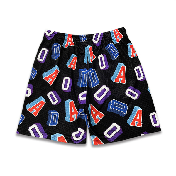 Short de basket-ball tendance en maille avec broderie de lettres par sublimation