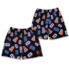 Short de basket-ball tendance en maille avec broderie de lettres par sublimation