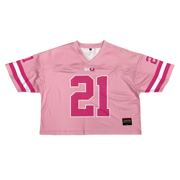 Pink Mesh Sublimation Boxy Fit Football Jersey