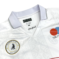 White Retro Long Sleeve Soccer Jersey