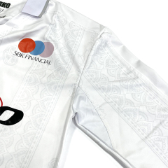 White Retro Long Sleeve Soccer Jersey