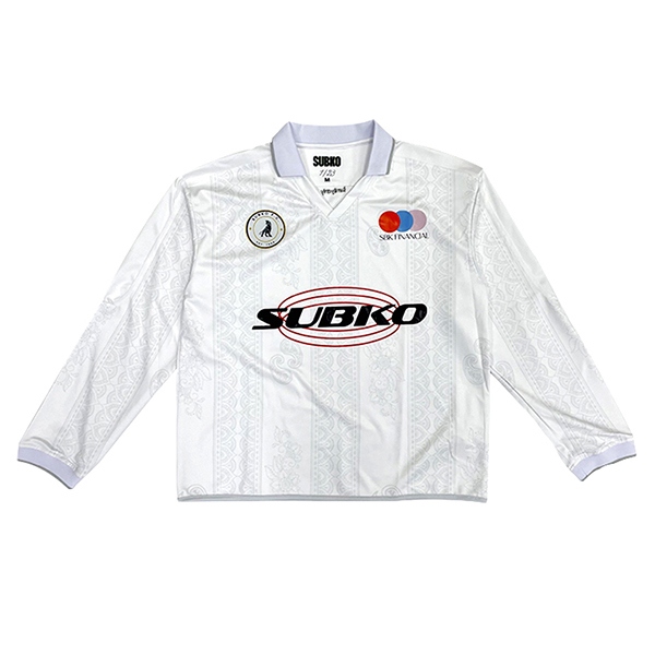 White Retro Long Sleeve Soccer Jersey