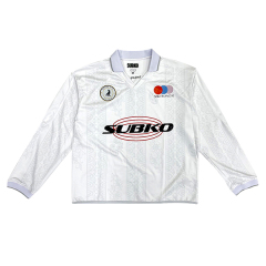 White Retro Long Sleeve Soccer Jersey