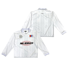 White Retro Long Sleeve Soccer Jersey
