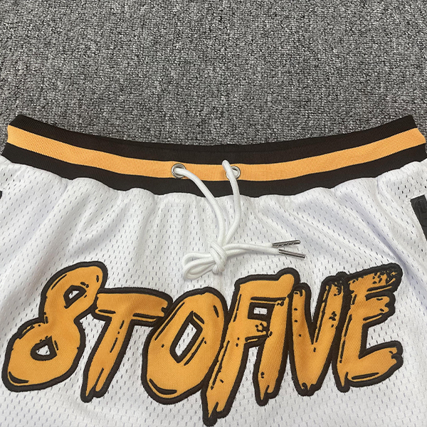 Custom Embroidery White Mesh Basketball Shorts