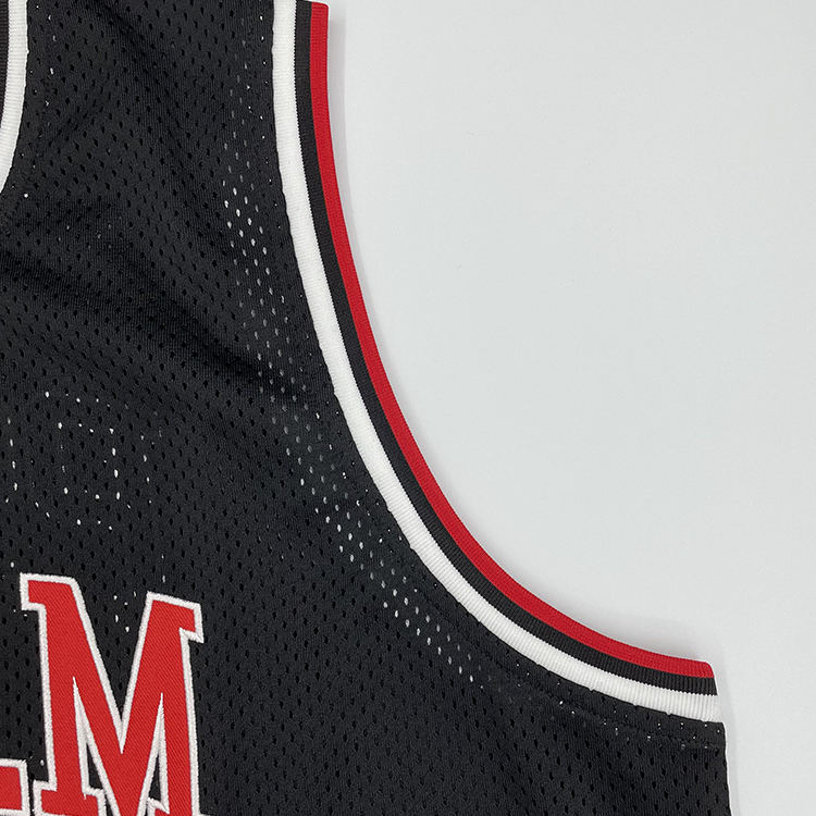 Custom Black Mesh Embroidery Basketball Jersey