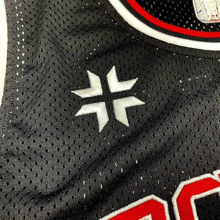 Custom Black Mesh Embroidery Basketball Jersey
