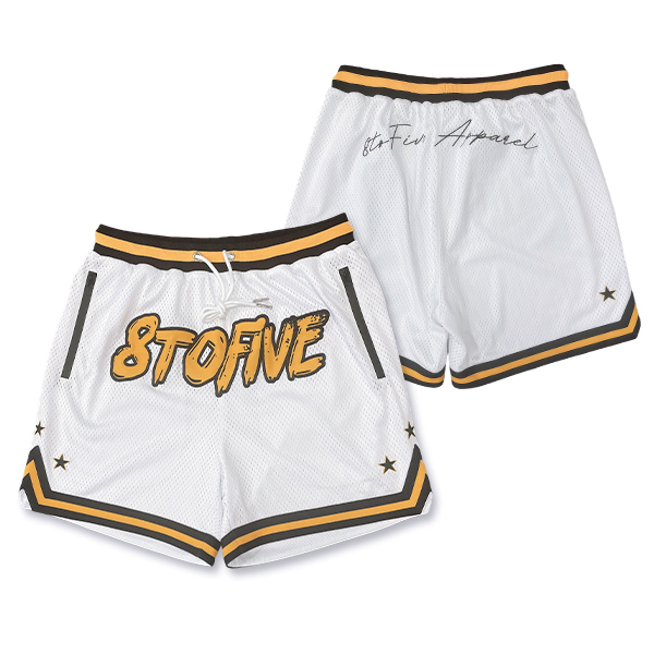 Custom Embroidery White Mesh Basketball Shorts