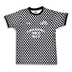 Custom Black And White Plaid Sublimation Design Football Shirts