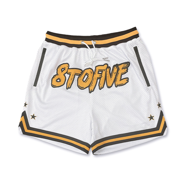 Custom Embroidery White Mesh Basketball Shorts