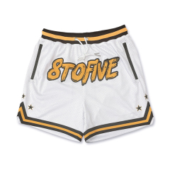 Custom Embroidery White Mesh Basketball Shorts