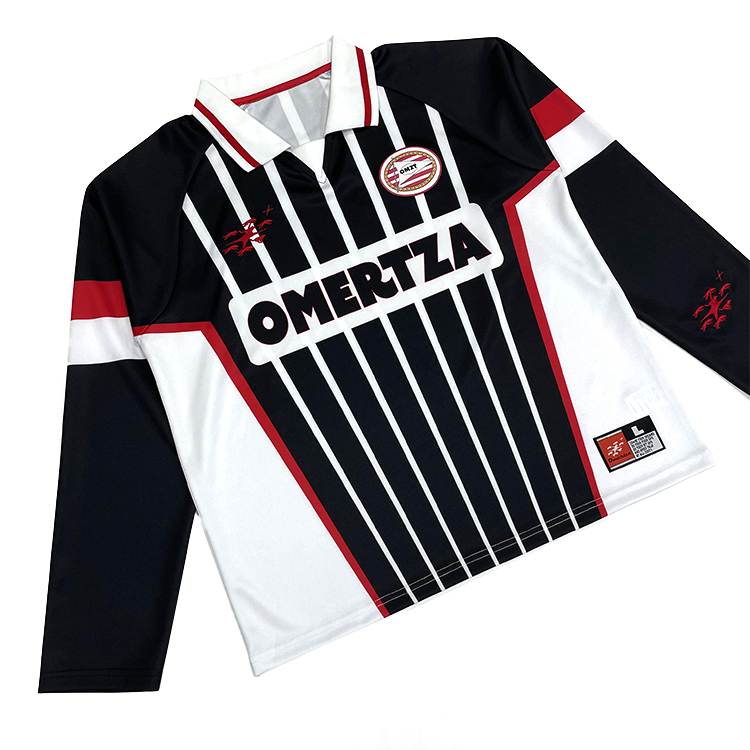 Custom Sublimated Embroidery Patchwork Long Sleeve Vintage Football Jersey