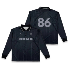 Long Sleeve Soccer Jersey Polo Neck Design Sublimation Printing Sportswear