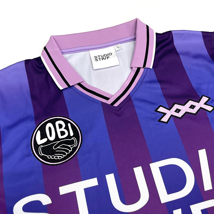 Sublimated Purple Stripe Street Style Football Shirt