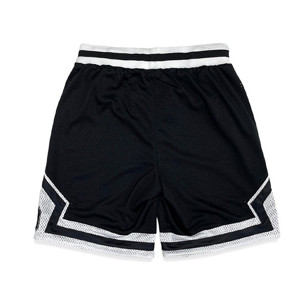 Black Patchwork Mesh Classic Embroidery Basketball Shorts