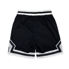 Black Patchwork Mesh Classic Embroidery Basketball Shorts