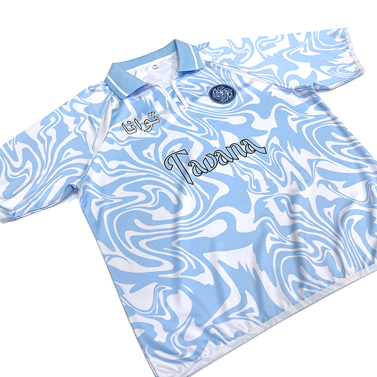 Street Style Blue Sublimation Embroidery Football Jersey