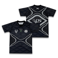 Custom Heat Pressed Sublimation Design Patchwork Black Soccer Shirts