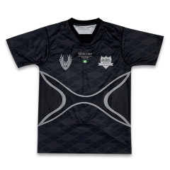 Custom Heat Pressed Sublimation Design Patchwork Black Soccer Shirts