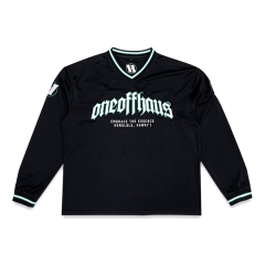 Custom StreetWear Embroidery Logo Patchwork Long Sleeves Football Jersey