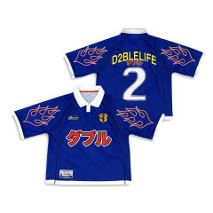 Sublimation Soccer Shirts Rib Polo Design Blue Football Jersey