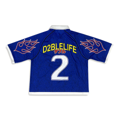Sublimation Soccer Shirts Rib Polo Design Blue Football Jersey