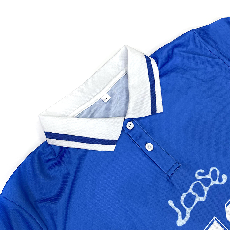 Sublimation Soccer Shirts Rib Polo Design Blue Football Jersey