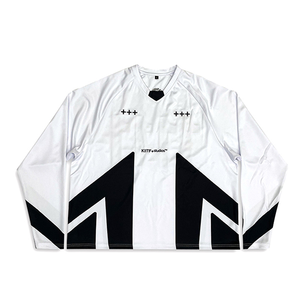 Black Withe Sublimation Embroidery Long Sleeves Football Jersey