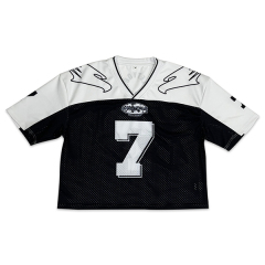 Sublimation Boxy Black White Design Mesh Football Jersey