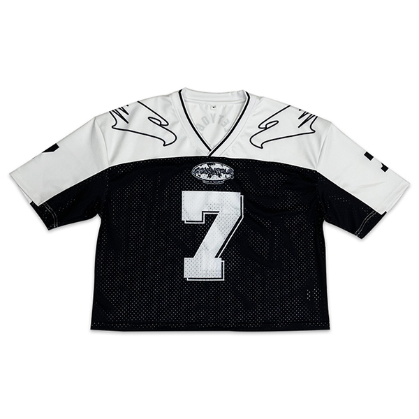 Sublimation Boxy Black White Design Mesh Football Jersey