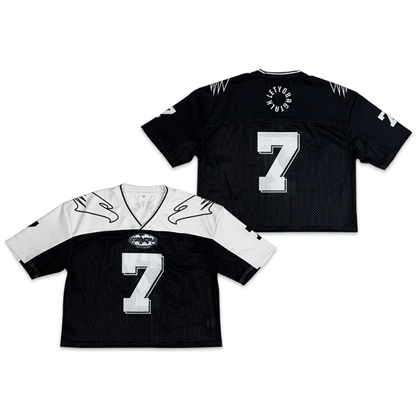 Sublimation Boxy Black White Design Mesh Football Jersey