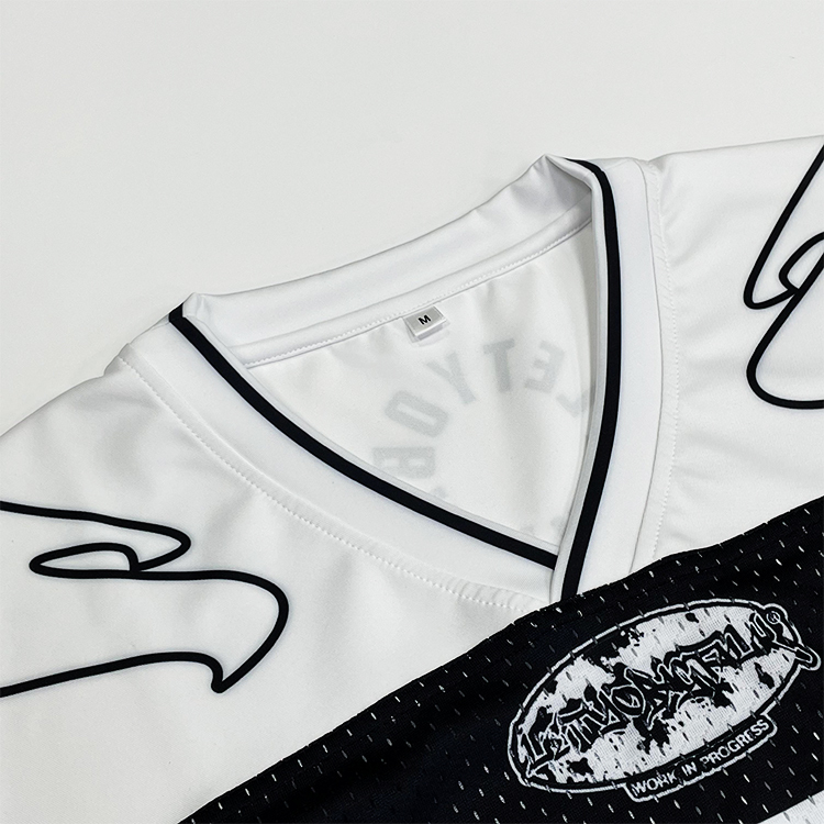 Sublimation Boxy Black White Design Mesh Football Jersey