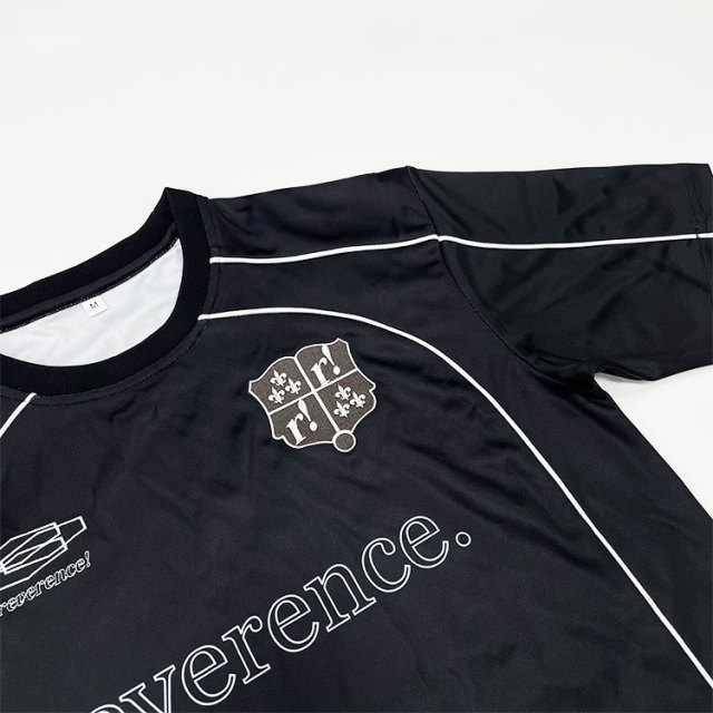 Custom Sublimation Design Embroidery Black Soccer Shirts