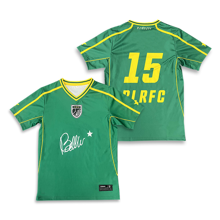 Sublimation Cut and Sew Design Green Soccer Shirts