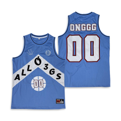 Custom Embroidery Blue Design Basketball Jersey