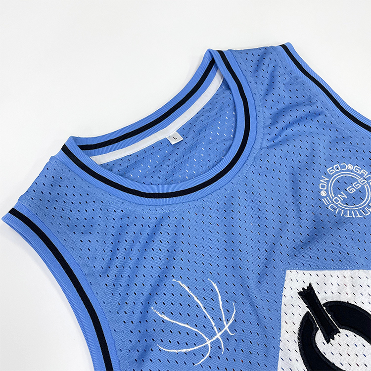 Custom Embroidery Blue Design Basketball Jersey